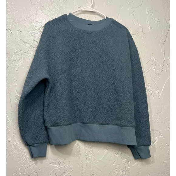 Everlane The ReNew Teddy Oversized Crew Blue Sweatshirt Size S - Picture 2 of 7
